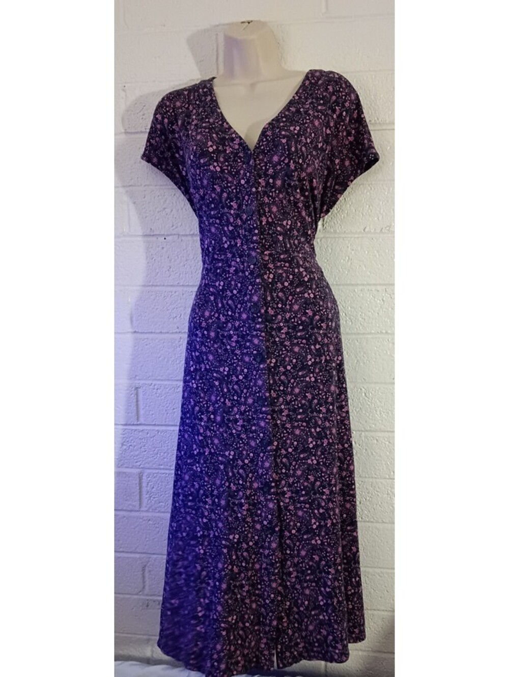 J.Jill Women's Midi Dress in Purple Paisley Print, Size M Tall